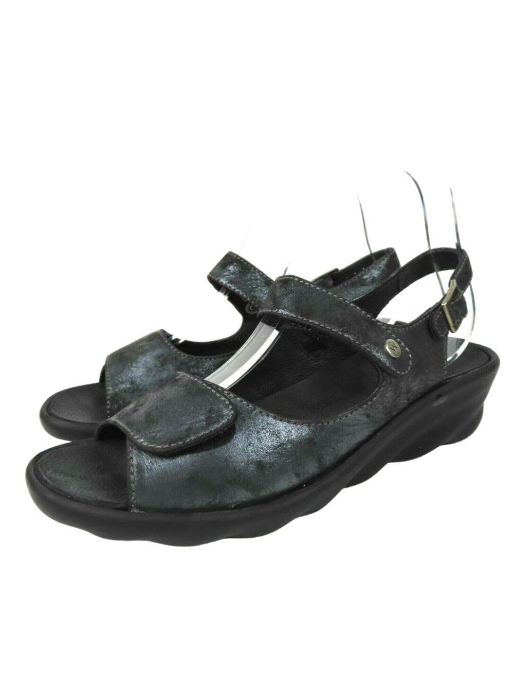 Wolky Womens 40 EU 9 US Scala Wave Leather Comfort Hook Loop Sandals Shoes Wedge